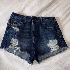 SO Dark Blue Distressed Jean Shorts